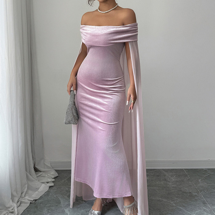 Elegant High Waist Dresses Simple Solid Backless Spring Summer Dress Fashion Off Shoulder Hollow Out Women's Cocktail Dress