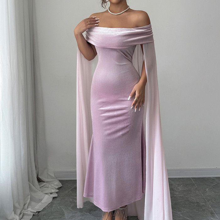 Elegant High Waist Dresses Simple Solid Backless Spring Summer Dress Fashion Off Shoulder Hollow Out Women's Cocktail Dress