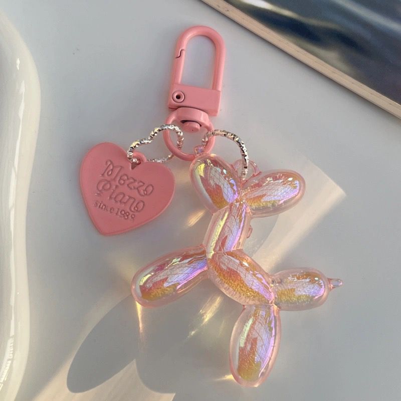 Cute Acrylic Cartoon Balloon Dog Keychains for Women Y2K Bag Pendant Couple Car Key Chains Jewelry Gift Decoration Accessories