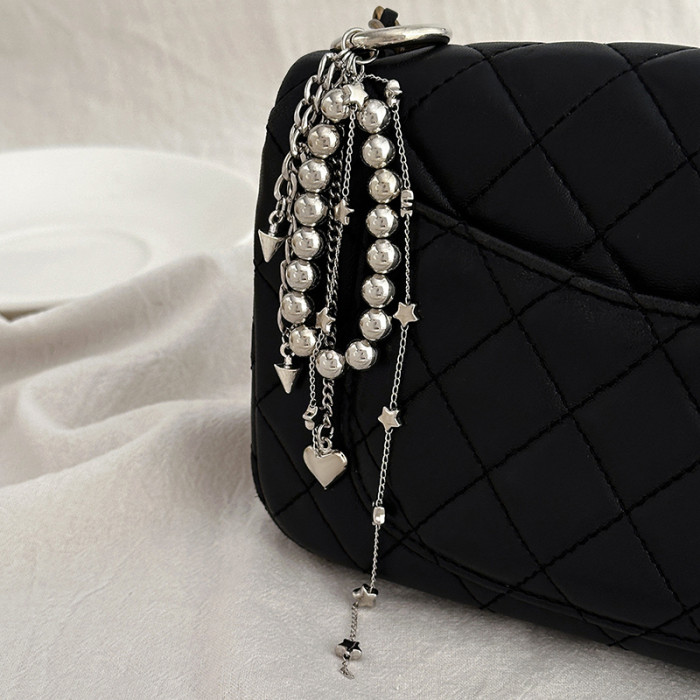 New Pearl Beadeds Chain Keychain Ccb Peach Heart Bead Bag Chain Pendant Jewelry Accessories Daily Wear Keychain Gifts