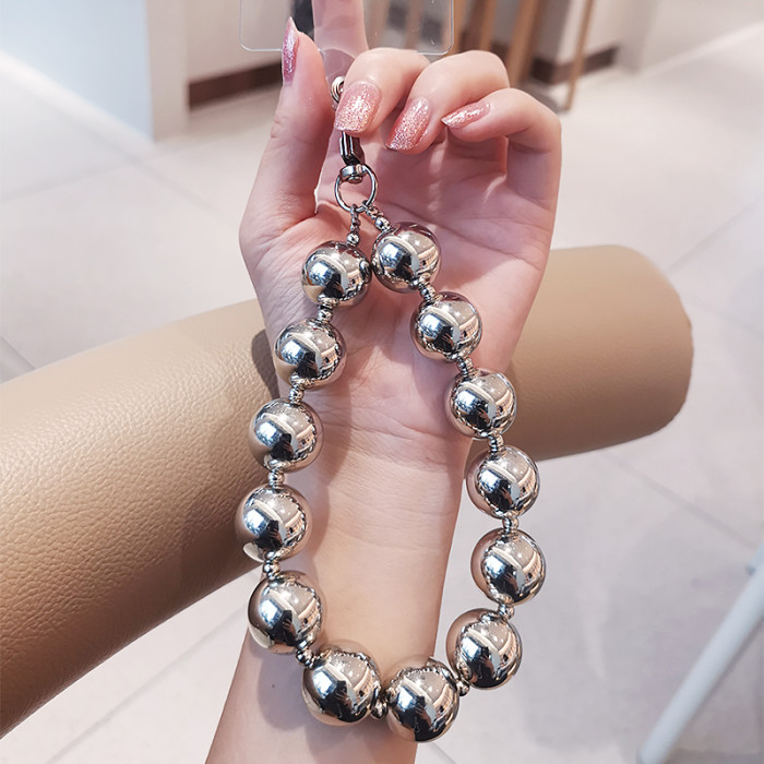 Electroplating Bead Lanyard Phone Lanyard Short Hand-beaded Electroplating Bead Pendant Anti-lost Phone Universal Lanyard