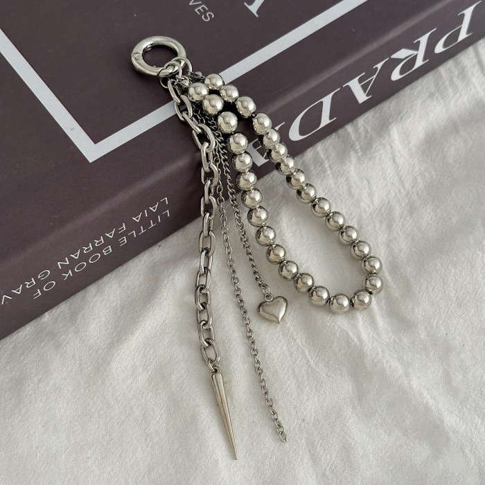 New Pearl Beadeds Chain Keychain Ccb Peach Heart Bead Bag Chain Pendant Jewelry Accessories Daily Wear Keychain Gifts