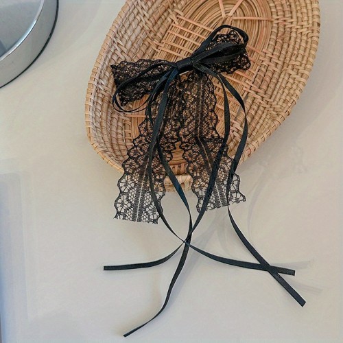 🎀 Black Lace Bow Duckbill Hair Clip | Women's Sweet Elegant Hair Accessory ✨