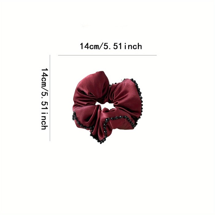 Satin Temperament High Sense Black Large Intestine Hair Ring Female Romantic French Simple Intestinal Ring Commuting Versatile Hair Accessory