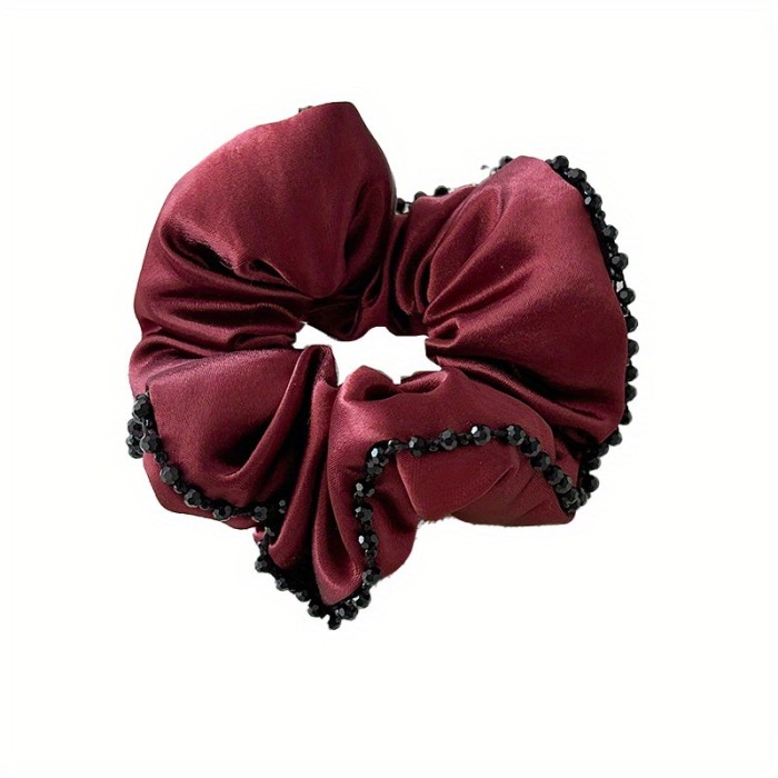 Satin Temperament High Sense Black Large Intestine Hair Ring Female Romantic French Simple Intestinal Ring Commuting Versatile Hair Accessory
