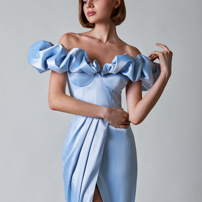 👗 One-Shoulder Ruffle Slit Gown | Women's Elegant Formal Tube Top Dress ✨