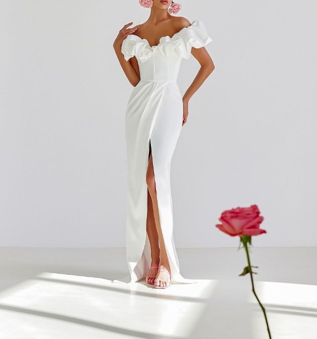 👗 One-Shoulder Ruffle Slit Gown | Women's Elegant Formal Tube Top Dress ✨