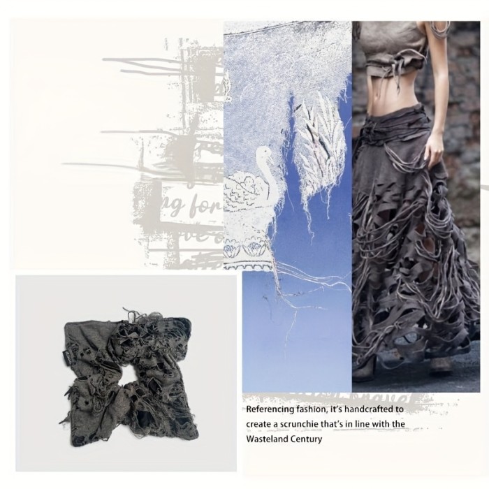 Vintage-Inspired Large Square Hair Scarf with Hollow Rubber Band - High Elasticity, Durable Ponytail Holder for Women, Elegant Gray & White Design, Perfect for Valentine's Day or Everyday Use, Cute Hair Accessories
