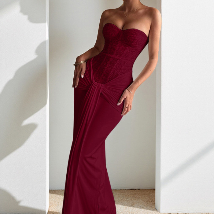 ✨ Sequin Tube Top Pleated Party Dress | Women's High Waist Glitter Wrap Hips Birthday Gown ✨