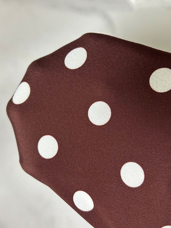 Split-Joint Polka-Dot Pleated Contrast Color Loose Long Sleeves Round-Neck Midi Dress