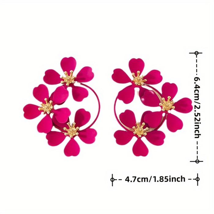 Vintage Boho Flower Exaggerated Statement Earrings ✨