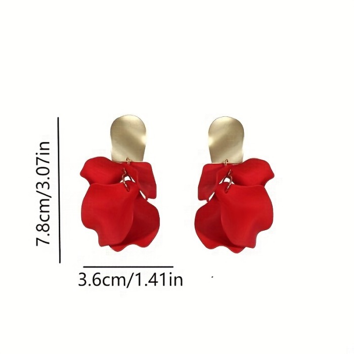 Exquisite Rose Petal Dangle Earrings – Luxury-Inspired Alloy Jewelry ✨