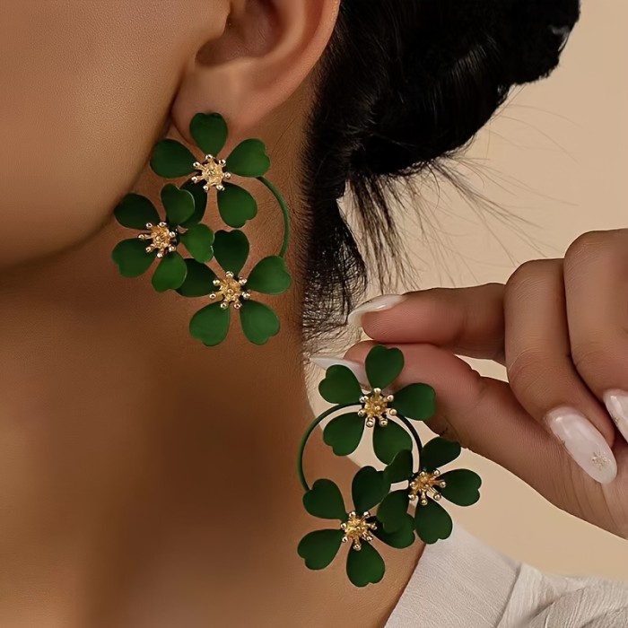 Vintage Boho Flower Exaggerated Statement Earrings ✨