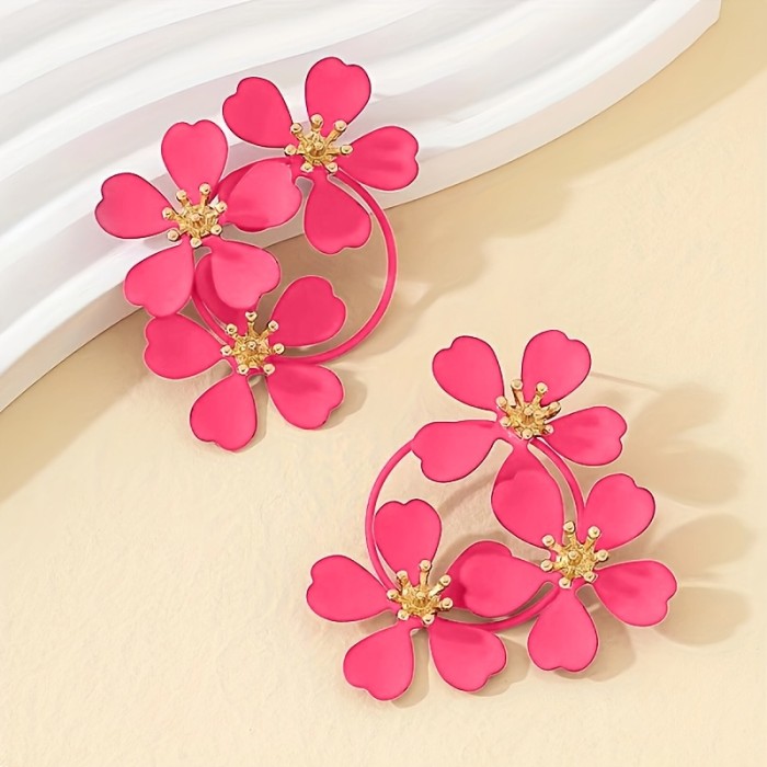 Vintage Boho Flower Exaggerated Statement Earrings ✨