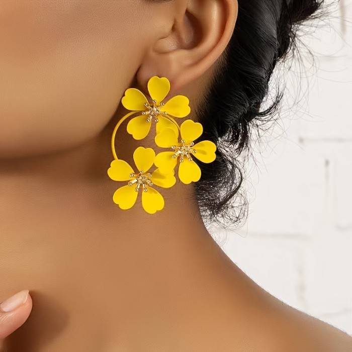 Vintage Boho Flower Exaggerated Statement Earrings ✨
