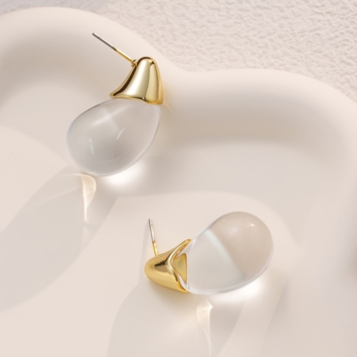 Elegant Vintage Minimalist Transparent Teardrop Earrings ✨