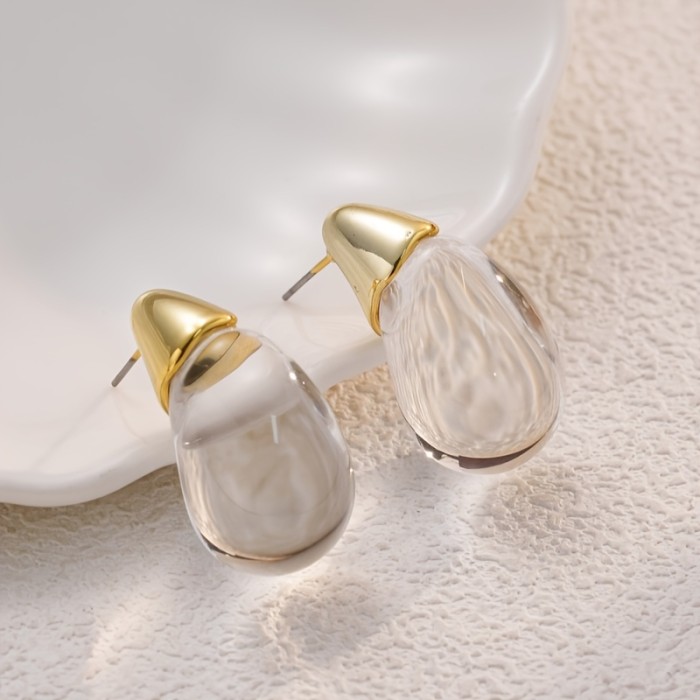 Elegant Vintage Minimalist Transparent Teardrop Earrings ✨