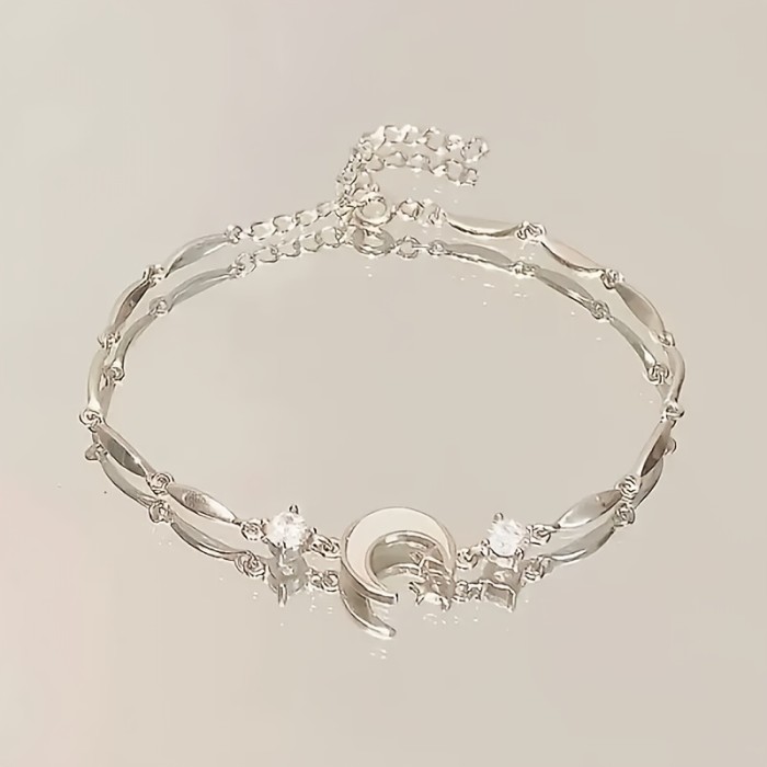 1pc Women's Pink Sakura (Cherry Blossom) Bracelet with Cubic Synthetic Zirconia Petal Flowers & Sakura Chain - Adjustable Blush for Daily Wear,,, -Themed Events - Year-Round Elegant Access