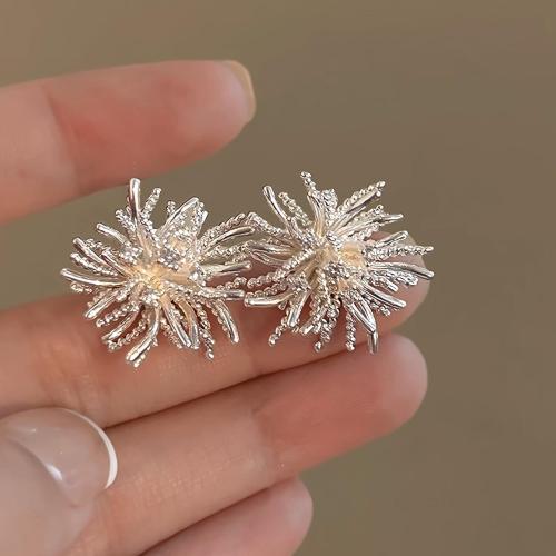 1 pair of elegant temperament, sweet and luxurious fireworks, niche design, artificial rhinestone inlay, Women's daily leisure, simple earrings