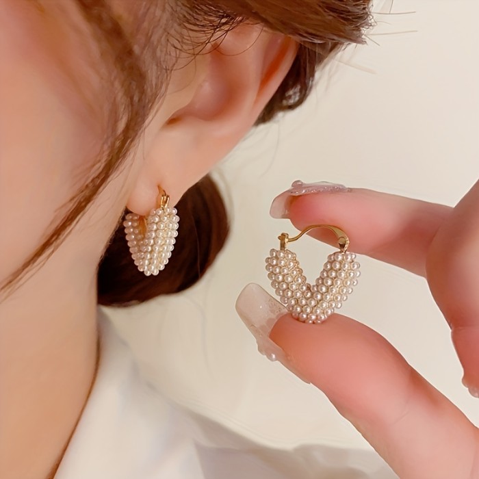 Pearl Love Heart Pendant Earrings – Low Allergy ✨