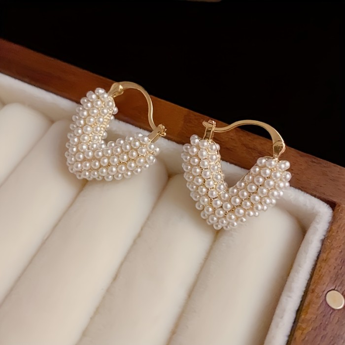 Pearl Love Heart Pendant Earrings – Low Allergy ✨