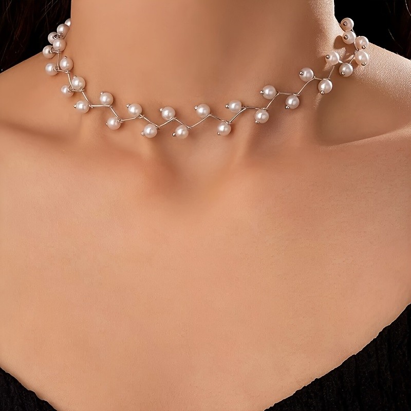 1pc Stylish and Elegant - White Double-Layer Faux Imitation Pearl - Short Necklace for Women - Perfect Gift for Weddings, Parties, or Friends