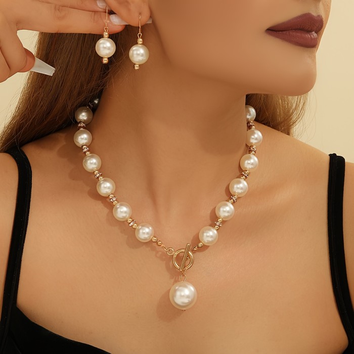 Stylish Pearl-Like Rhinestone Collarbone Short Necklace ✨