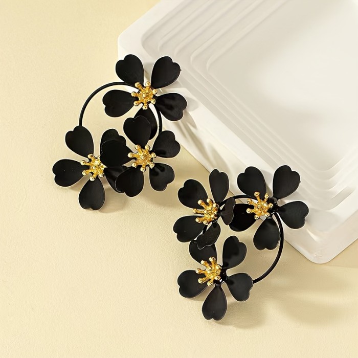 Vintage Boho Flower Exaggerated Statement Earrings ✨
