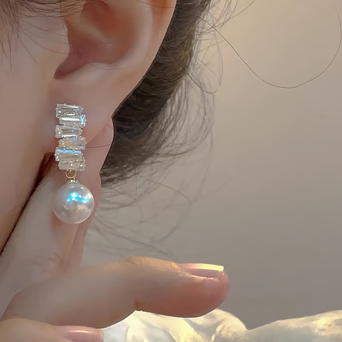 Elegant Geometric Copper Zirconia Drop Earrings ✨