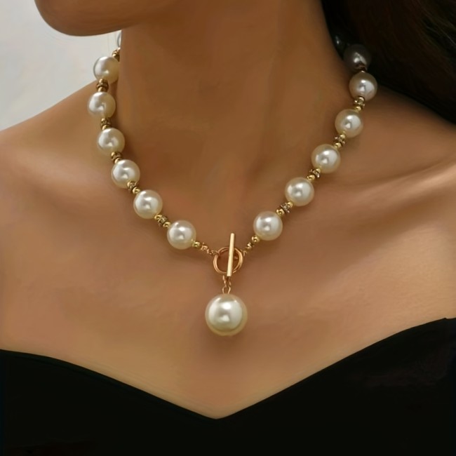 Stylish Pearl-Like Rhinestone Collarbone Short Necklace ✨
