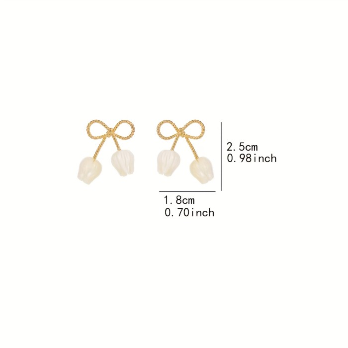 Bow Tulip Flower High-End Temperament Earrings ✨