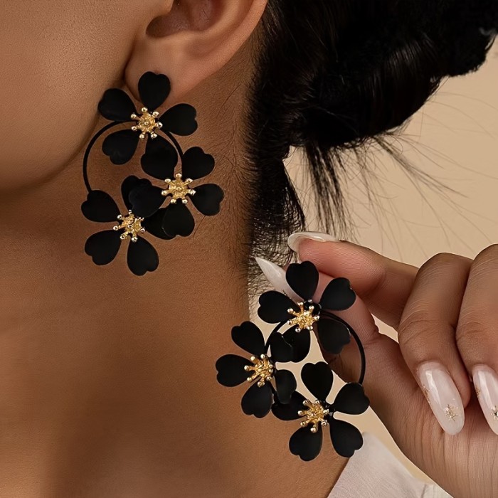 Vintage Boho Flower Exaggerated Statement Earrings ✨