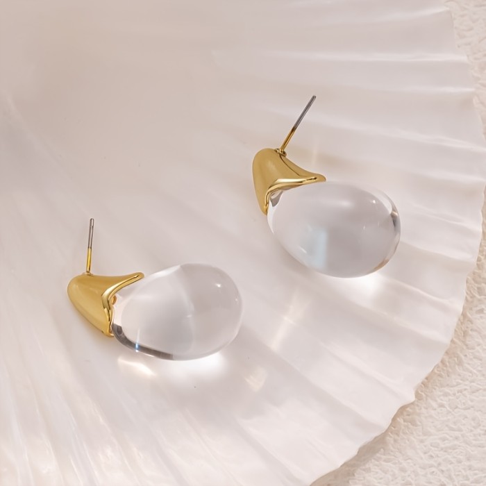 Elegant Vintage Minimalist Transparent Teardrop Earrings ✨