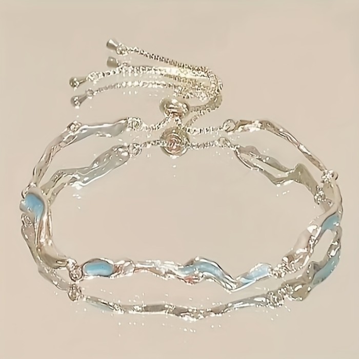 1pc Women's Pink Sakura (Cherry Blossom) Bracelet with Cubic Synthetic Zirconia Petal Flowers & Sakura Chain - Adjustable Blush for Daily Wear,,, -Themed Events - Year-Round Elegant Access