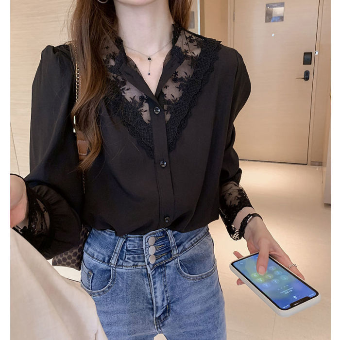 Solid Casual Loose Shirts For Women Autumn Vintage Women's Oversized Shirts And Blouses Fashion Elegant Youth Female Tops