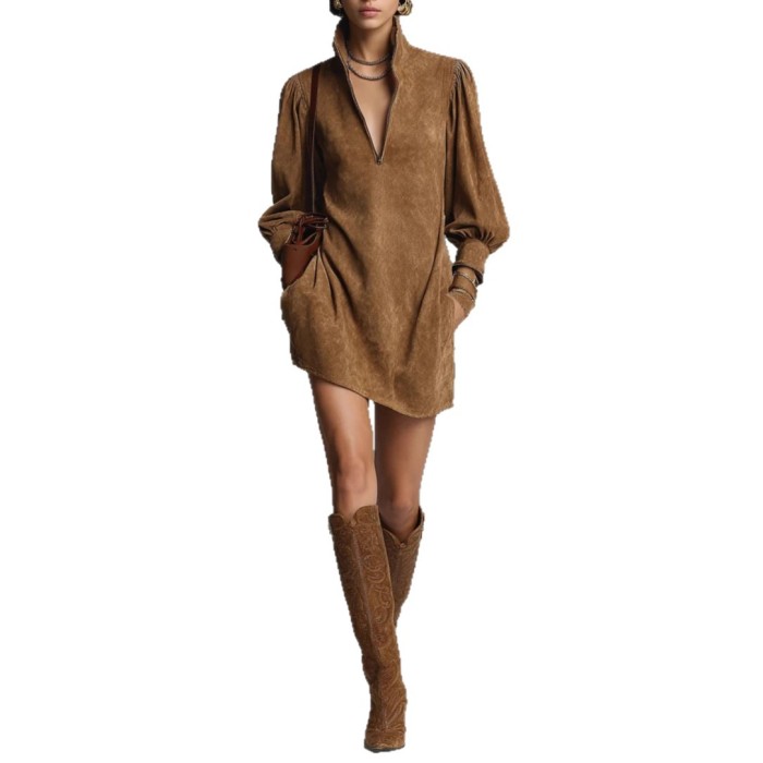 Solid Color Casual Loose Short Dresses For Women Fashion Autumn Women's A-Line Mini Dress Elegant Vintage Female Dresses