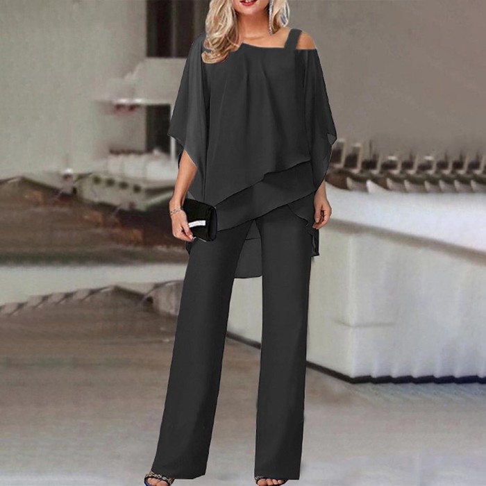 Solid Color Casual Loose Two-Piece Pants Set ✨