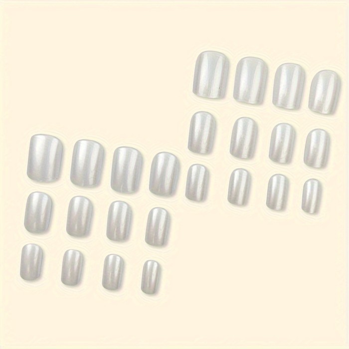 Pure White Shiny Medium Square Press On Nails ✨