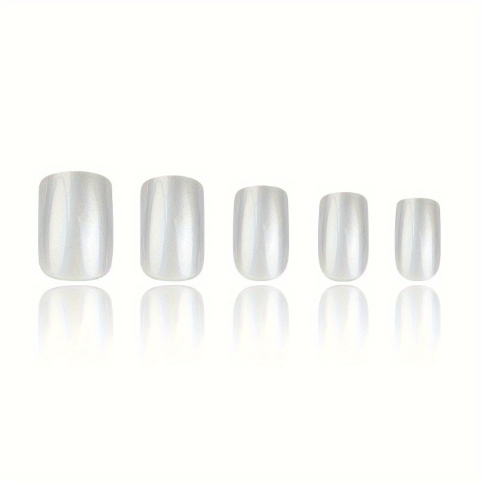 Pure White Shiny Medium Square Press On Nails ✨