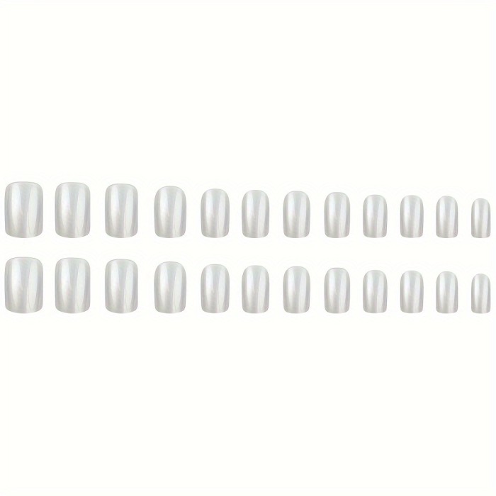 Pure White Shiny Medium Square Press On Nails ✨