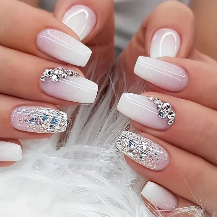Pinkish Gradient Glitter Medium Ballerina Press On Nails ✨