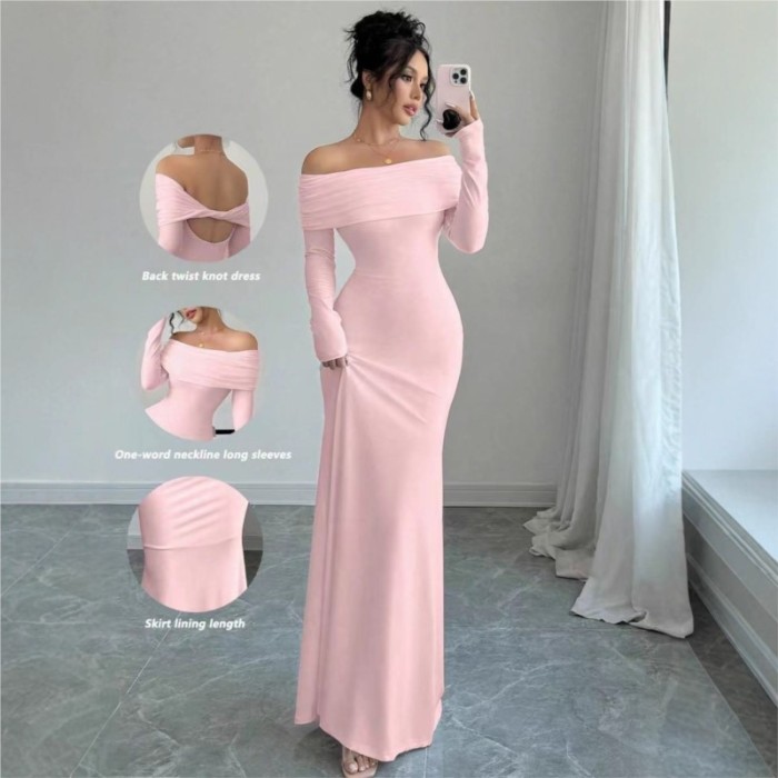 Sexy One-Shoulder Backless Slim Fit White Wedding Dress ✨