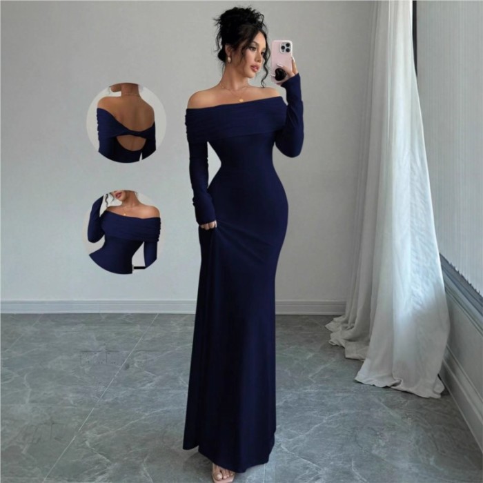 Sexy One-Shoulder Backless Slim Fit White Wedding Dress ✨