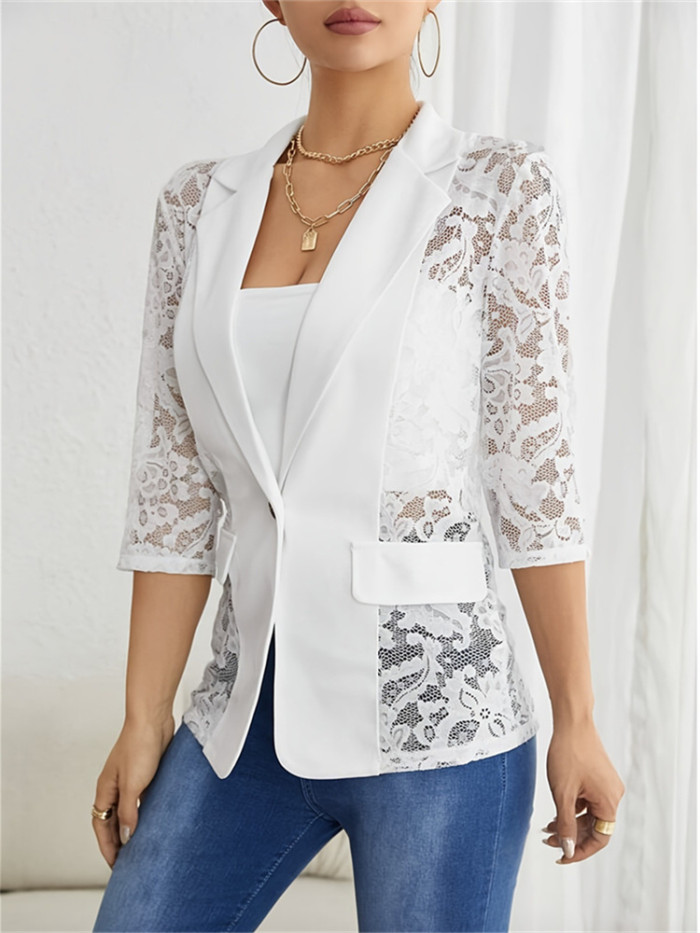 Lace Stitching Slim Fit Blazer ✨