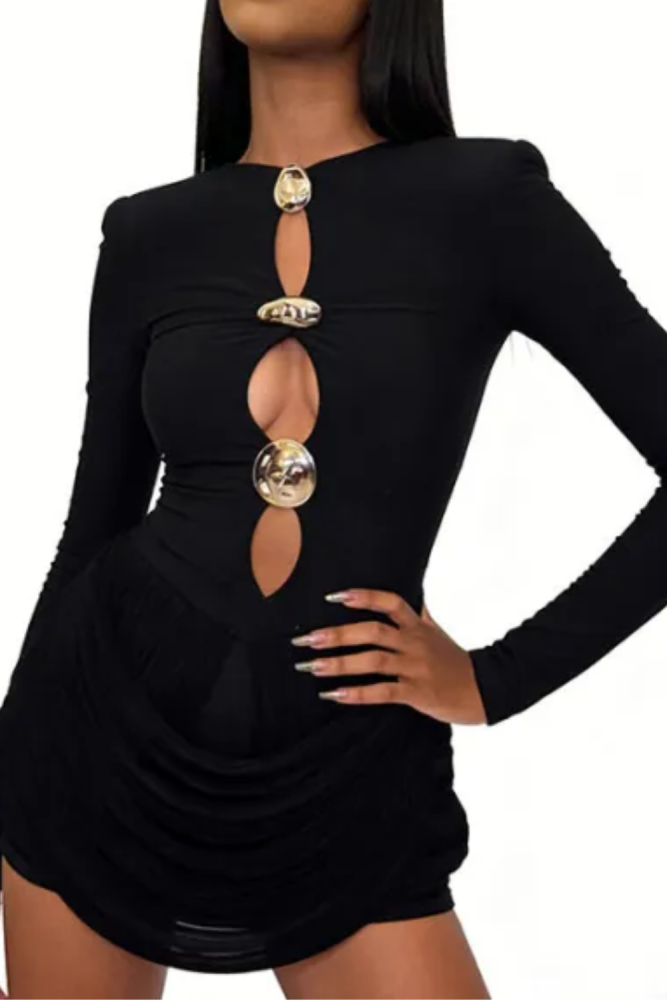 Sexy Ring Detail Long Sleeve Bodycon Dress ✨