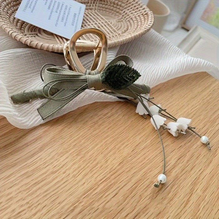 ✨ French-Style Lily of the Valley Tassel Hair Claw ✨