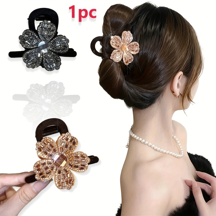 ✨ Vintage Velvet Petal Rhinestone Flower Hair Clip ✨