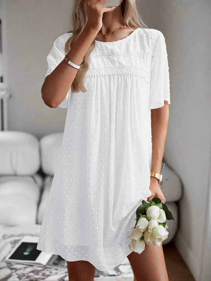 Swiss Dot Mesh Short Sleeve Mini Dress ✨
