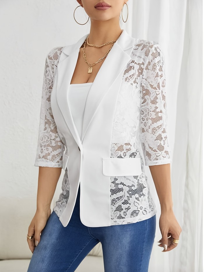 Lace Stitching Slim Fit Blazer ✨