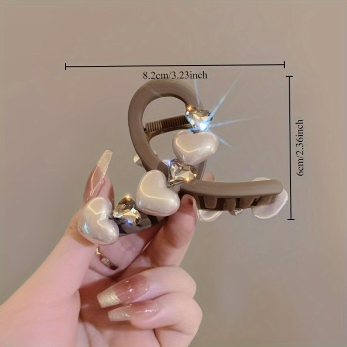 Elegant Vintage Heart Pearl & Rhinestone Hair Clip ✨